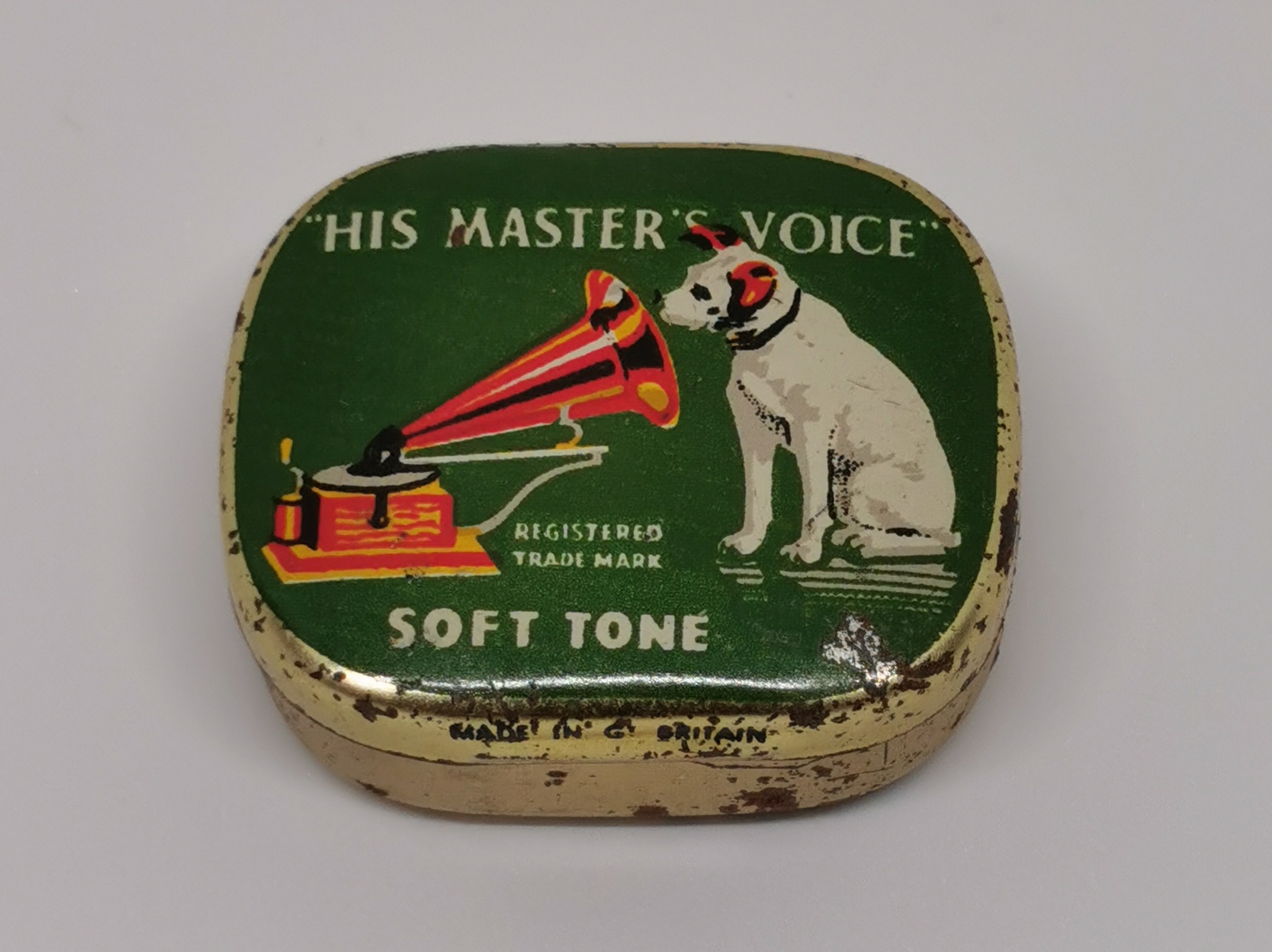 Nåleæske Needle box fra 1920-30erne His Masters Voice -